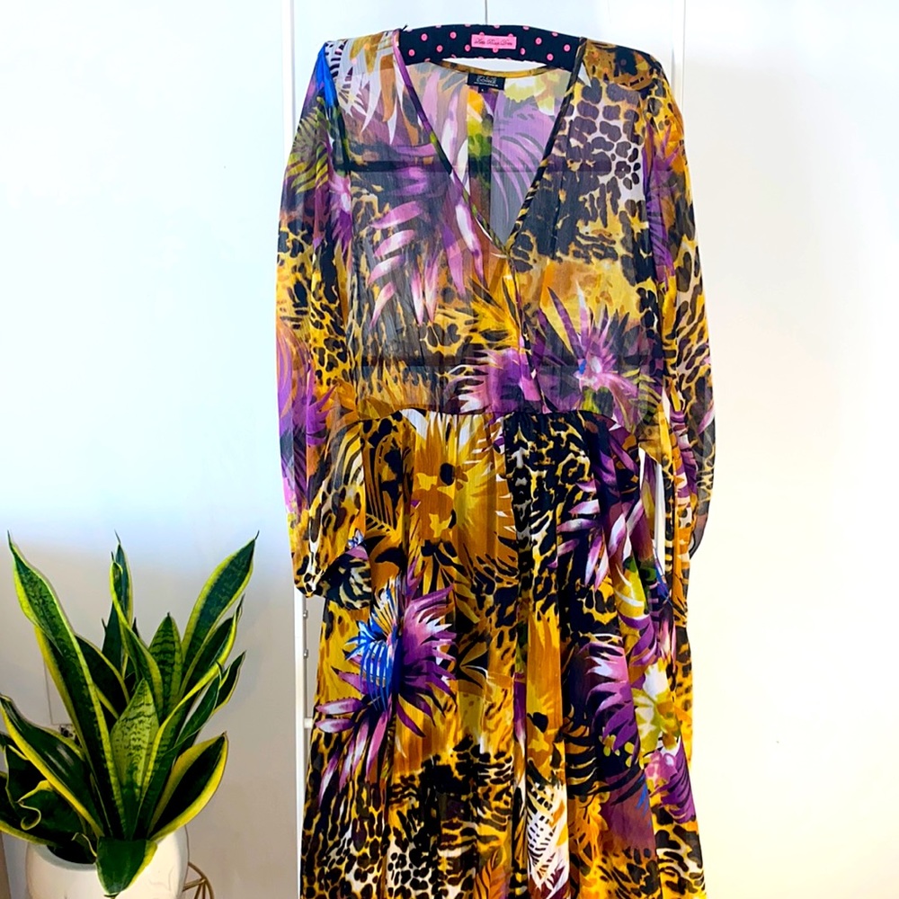 Multicolor Floral Leopard Wrap Dress - Unbranded